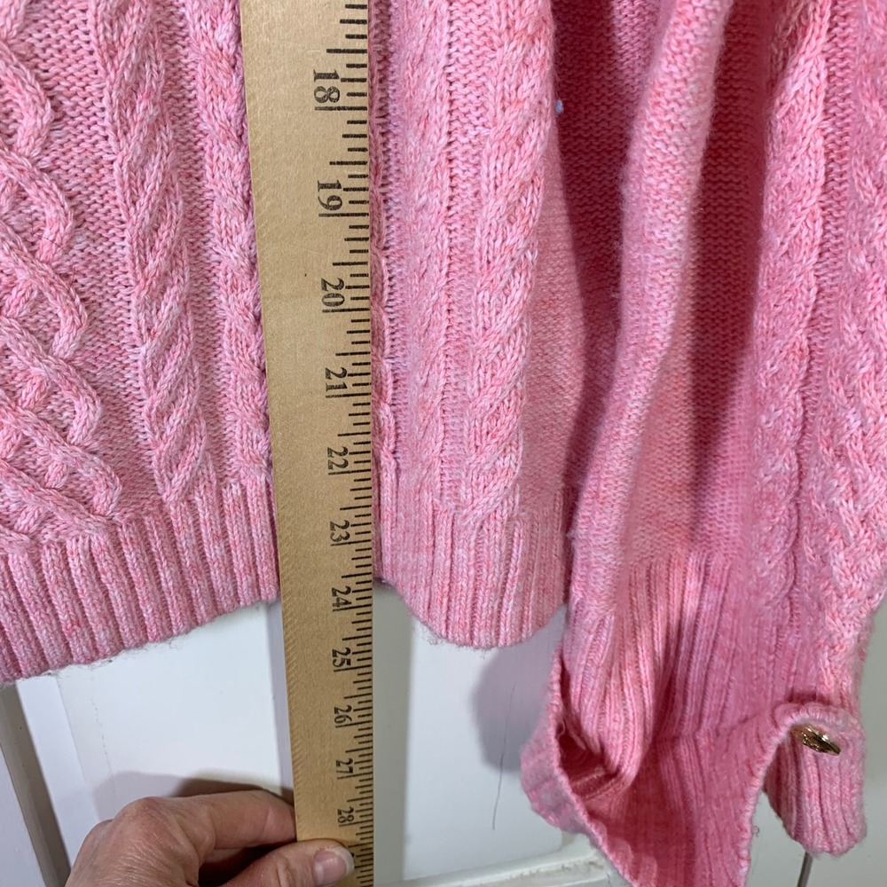 Talbots Pink Cable Knit Mock Neck Sweater with Button Cuff Detail Womens Large - Picture 7 of 9